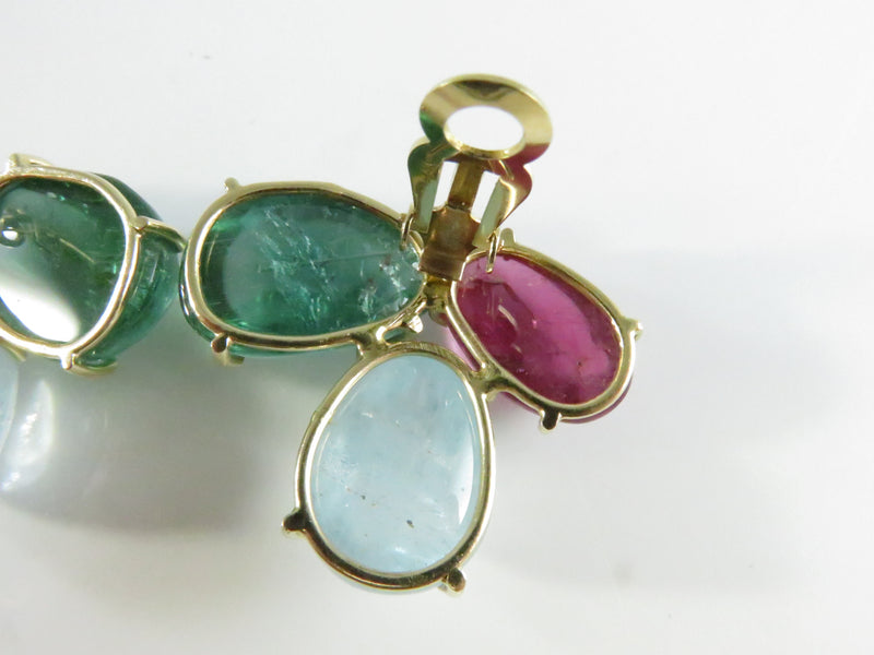 Vintage 14K Gold Clip-On Earrings with Tourmaline & Spinel