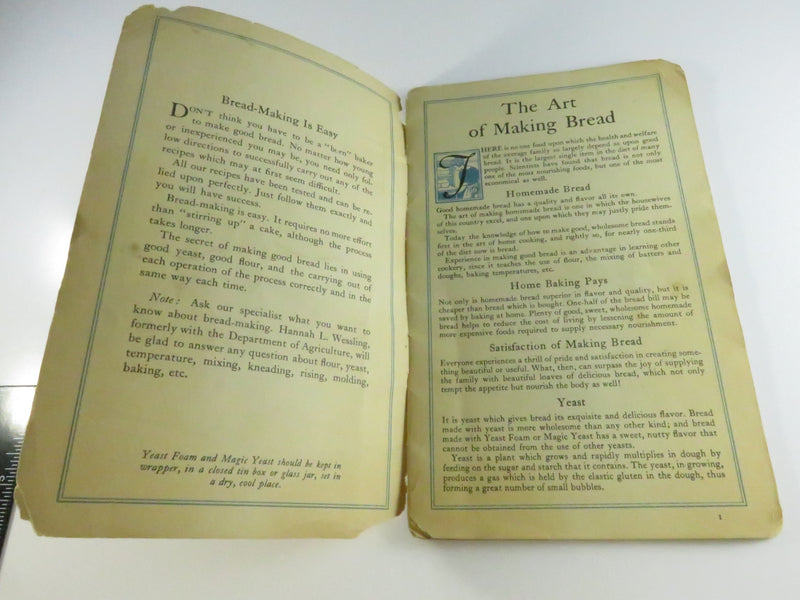 Vintage 1920s "The Art of Making Bread" Cookbook - Northwestern Yeast Co.