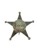 Front view of antique Chicago Mayor 5-point star badge
