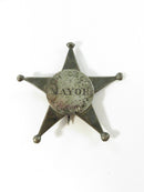 Back view of antique Chicago Mayor 5-point star badge