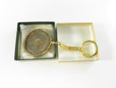 Cancer Zodiac Medallion Keychain Gold Tone Crab Astrology Horoscope Key Ring with Original Box Vintage 1970s collectible