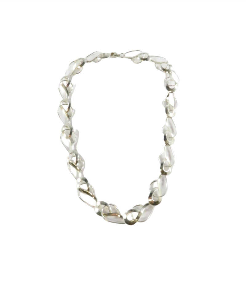 18" Sterling Silver Designer Style Fancy Twisted Metal Link Necklace Sterling TT — Sterling Silver, Silver — front view