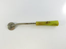 Vintage Tracing Wheel Sewing Pattern Marker Serrated Metal Wheel Marbled Yellow Plastic Handle Dressmaking Tool 6 Inch