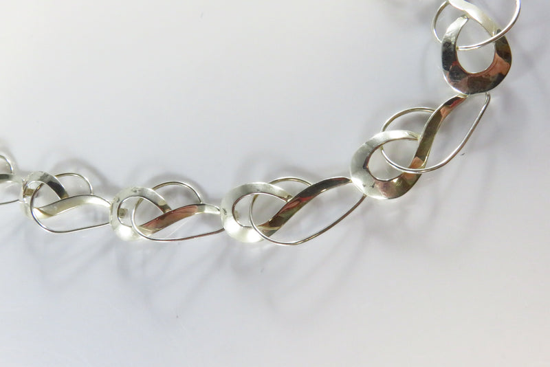 18" Sterling Silver Designer Style Fancy Twisted Metal Link Necklace Sterling TT