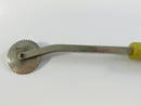 Vintage Tracing Wheel Sewing Pattern Marker Serrated Metal Wheel Marbled Yellow Plastic Handle Dressmaking Tool 6 Inch
