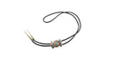 Vintage Petite 1 5/8" Ribbon Form Turquoise Bolo Tie in Sterling Unsigned — Sterling Silver, Silver — front view