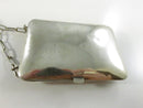 Antique c1915 Mirrored Coin Purse with Calling Card & Coin Holder Silver Toned Vintage Early Century Chain Mirror 1900s
