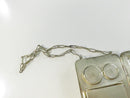 Antique c1915 Mirrored Coin Purse with Calling Card & Coin Holder Silver Toned Vintage Early Century Chain Mirror 1900s