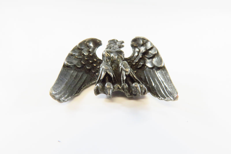 Vintage Blackened Metal American Eagle Patriotic Brooch Heavy Manly Pin 1 3/8"