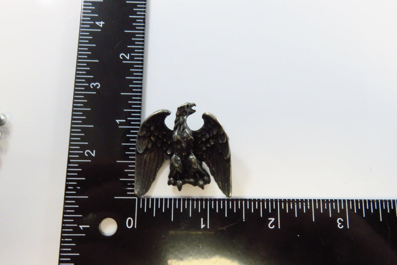 Vintage Blackened Metal American Eagle Patriotic Brooch Heavy Manly Pin 1 3/8"