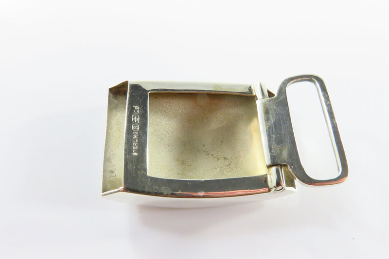 Vintage Sterling Silver Polished Face Belt Buckle R. Blackinton Co Folding Lock