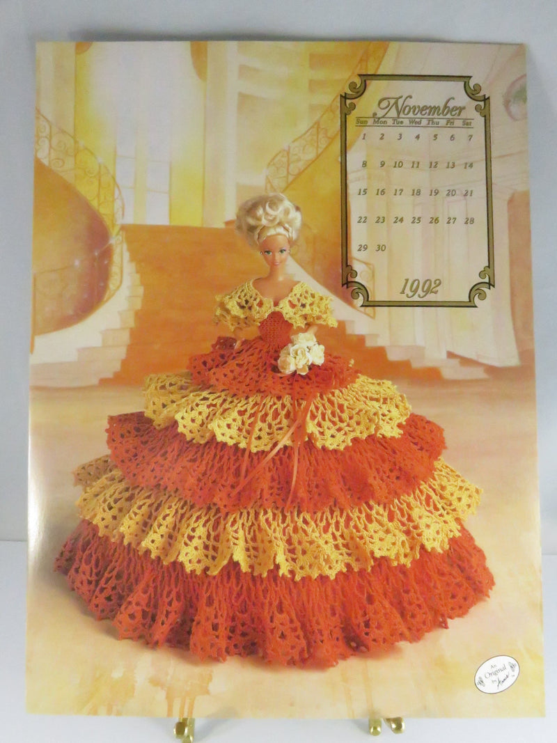 Vintage Miss November 1992 Crochet Pattern - Annie's Attic - Barbie Doll Dress — front view