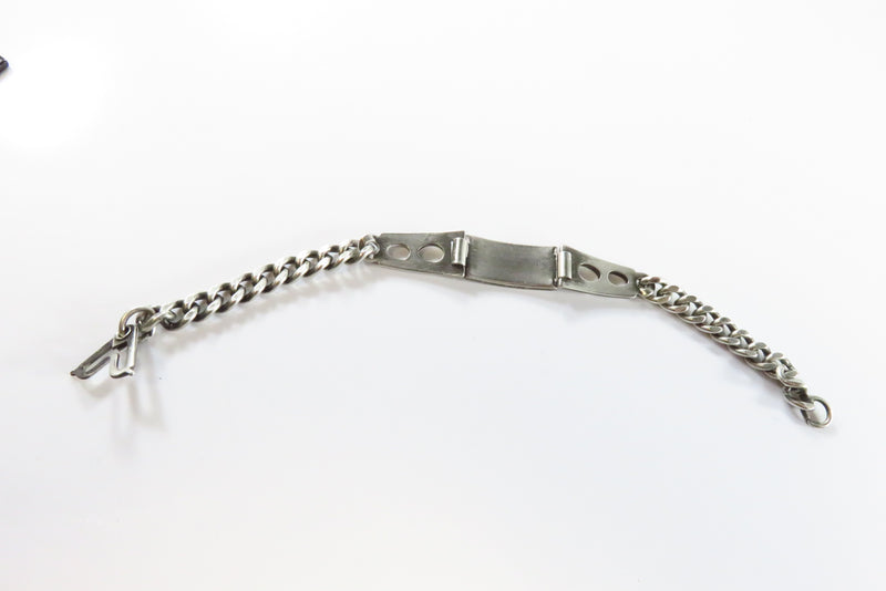 Retro 1950's Articulated Vanity Plate "Bobbi" Bracelet With Curb Link Chain 7" TL
