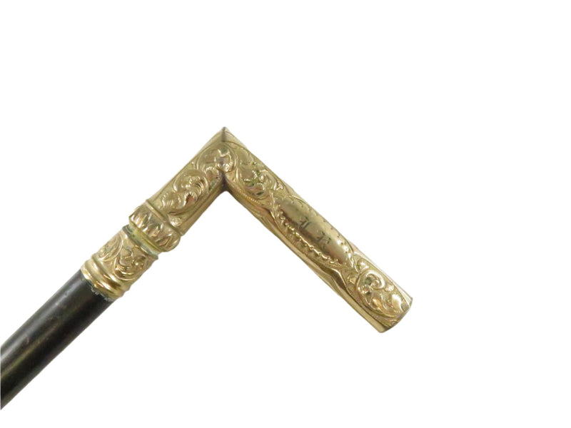 Antique Victorian Walking Stick - Gold-Filled "L" Grip Handle - Engraved Initials - Project Piece — Gold, Rose Gold — front v