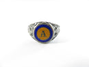 Left-side view of open-back sterling ring showing sculpted American eagle shank