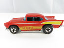 Hot Wheels Flying Colors '57 Chevy Red 1:64 Die-Cast Car 1977-78 Hong Kong Blackwall series scale enamel tampo yellow