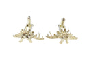 Vintage Stegosaurus Sterling Silver Bullet Back Dress Cufflink Set — Sterling Silver, Silver — front view