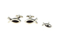 Pre-owned Sterling Silver Christian Fish Cufflinks and tie tac by JTC — Sterling Silver, Silver — front view