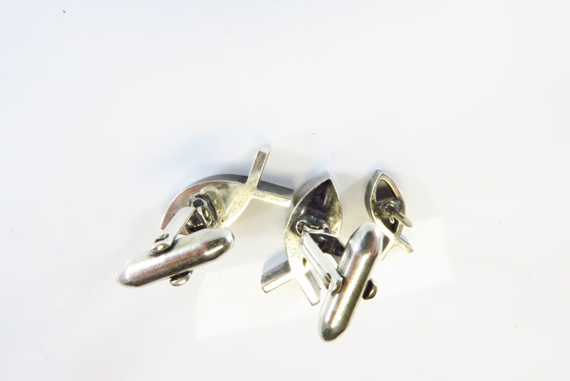 Pre-owned Sterling Silver Christian Fish Cufflinks and tie tac by JTC
