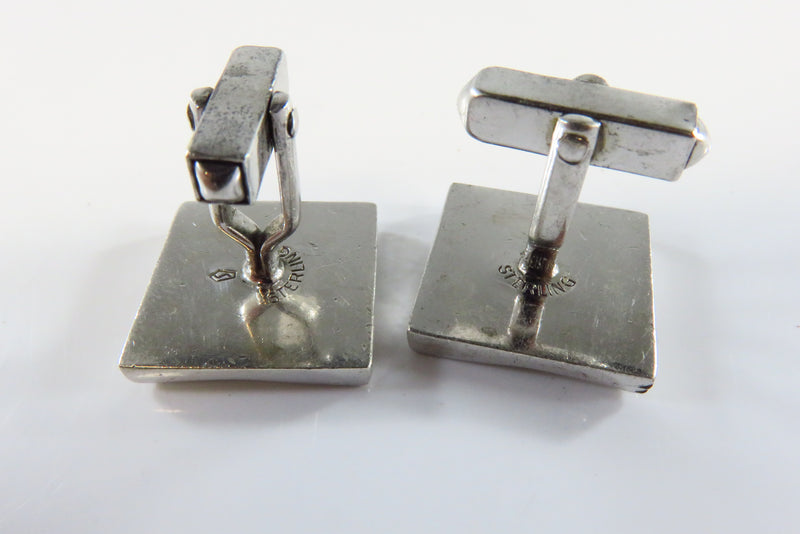 Swank Sterling Silver Cufflink Set & Tie Bar Clip Vintage Bullet Back Cufflinks
