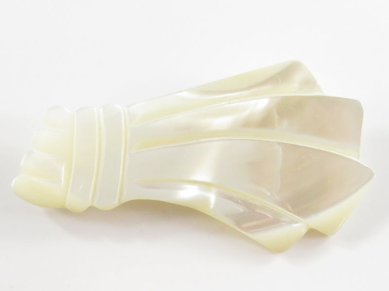 Carved Shell Art Nouveau Style Mano Figa Fist Form Brooch Mother of Pearl Carved