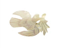 Carved Shell Bird With Leaf Brooch Victorian Style Mother of Pearl Carved Details — brooch • Pearl — front view