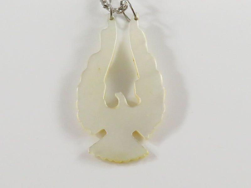 Carved Shell Eagle Pendant Mother of Pearl 15 3/4" TL Chain Native American Style