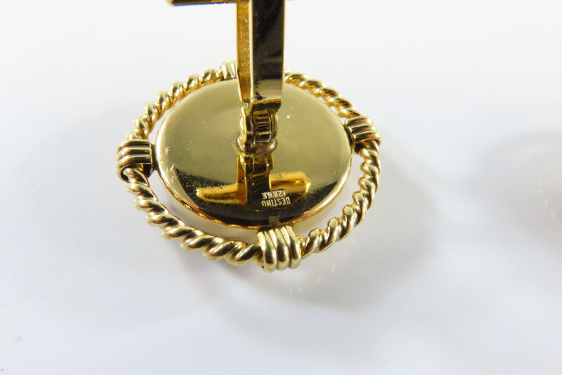 Vintage Destino Tiger Eye Twisted Wire Gold Filled Cufflink Set GF Bullet Back