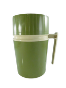 Avocado green Thermos wide-mouth food jar with cream side handle and ribbed green cup/lid