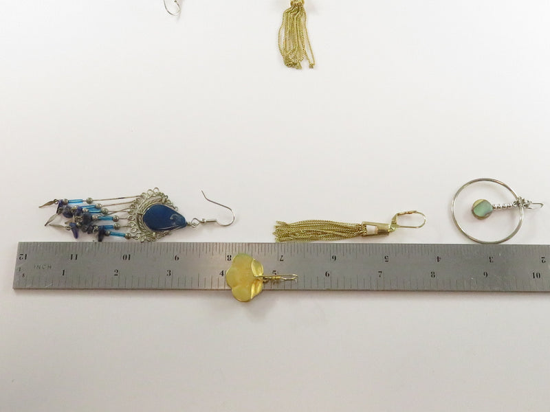 Grouping of 4 Pairs Costume Earrings Ear Wire Dangle Designer Samuel Burch & Artisan