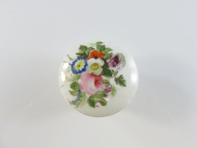 Georgian Porcelain Ointment Makup Jar - Hand Painted Floral - 1 3/4" - French Style