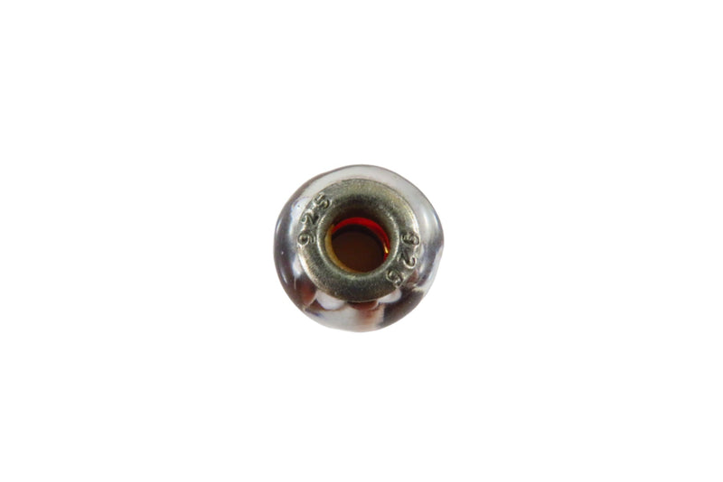 Sterling Silver Twisted White & Black Clear Glass Charm Bead 13.81mm