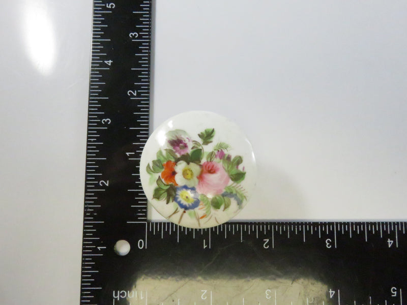 Georgian Porcelain Ointment Makup Jar - Hand Painted Floral - 1 3/4" - French Style