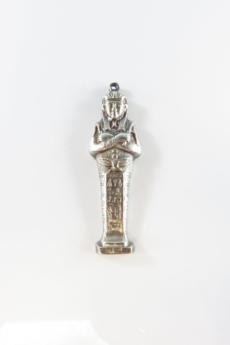 Antique Sterling Silver Egyptian King Tut Cast Silver Pendant 2 1/2" Needs Bale
