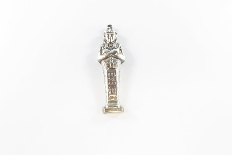 Antique Sterling Silver Egyptian King Tut Cast Silver Pendant 2 1/2" Needs Bale