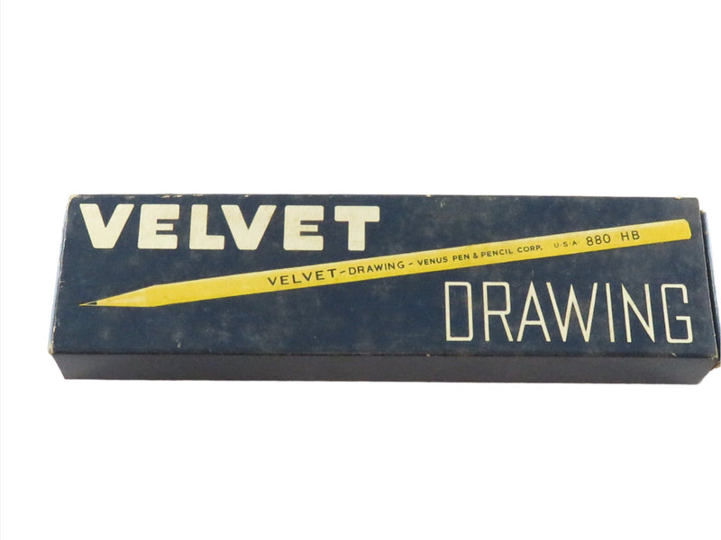 Vintage Advertising Velvet Drawings Box 880 HB With Mixed Group of Pencils