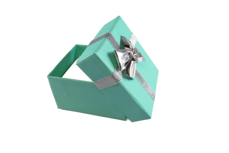 2 1/16" x 1 3/4" Teal Blue Ring Gift Box, Small Ring Gift Box with Bow