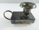 Vintage Bellini Silver Plate Chamberstick Candle Holder with Matchbox Sleeve Made in Brazil Brazilian handle century