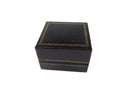 Classic Leatherette Black Ring Box With Gold Trim for Small Medium Rings — Gold, Sterling Silver — front view