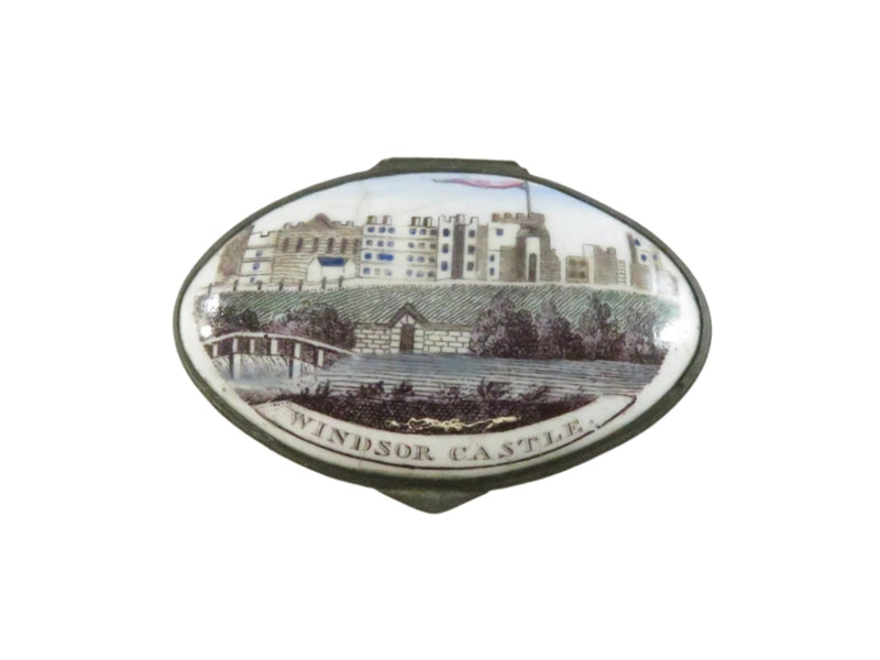 c1790 Georgian Patch Box - Windsor Castle - Original Mirror - Rare — Enamel — front view