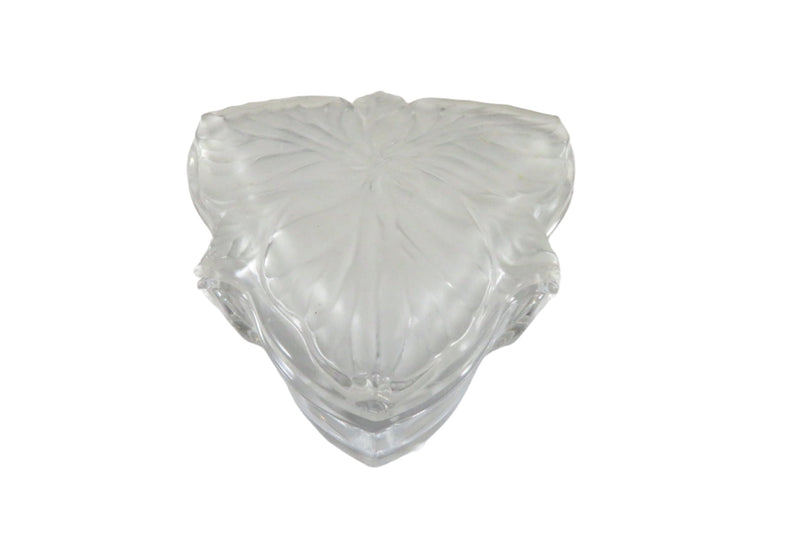 Frosted Glass Jewelry Trinket Box Flower Form