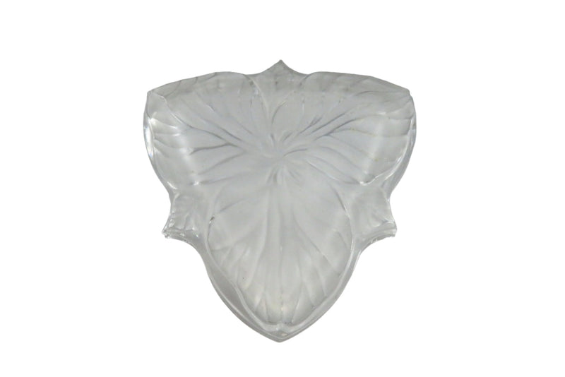 Frosted Glass Jewelry Trinket Box Flower Form 3 1/2" x 3 5/8" x 1 3/8"