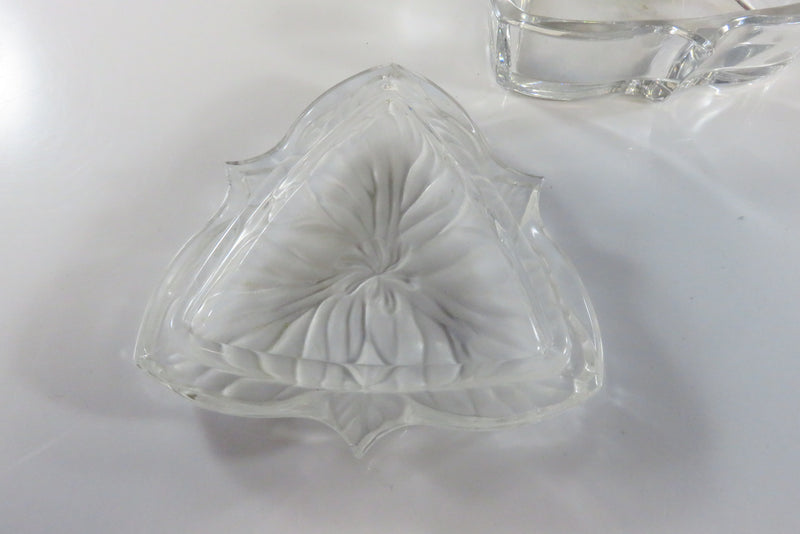 Frosted Glass Jewelry Trinket Box Flower Form 3 1/2" x 3 5/8" x 1 3/8"