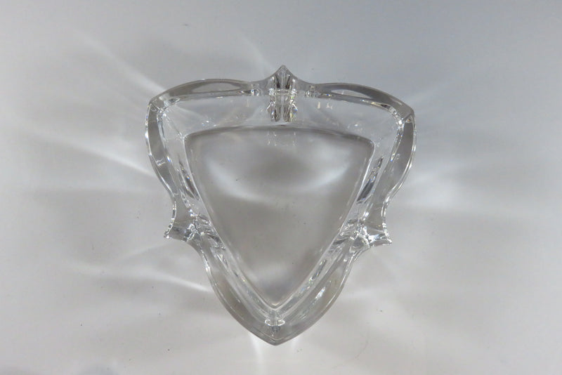 Frosted Glass Jewelry Trinket Box Flower Form 3 1/2" x 3 5/8" x 1 3/8"