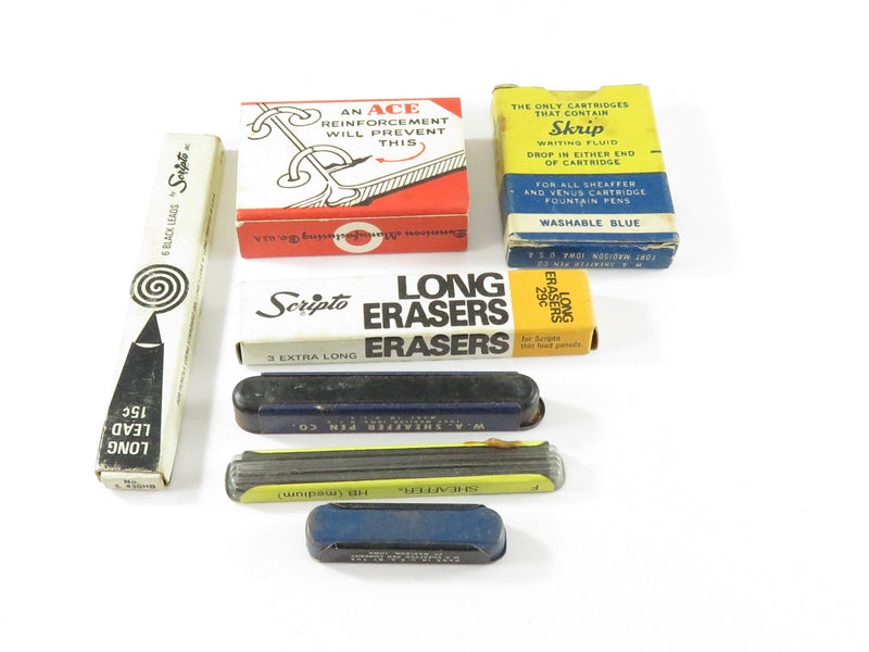 Vintage Advertising Grouping Scripto, Sheaffer's Ace, Fineline, Lead, Erasers, S