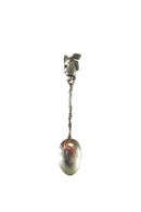 Brazilian Shield Design 833 Silver Brazilian Demitasse Coffee Baby Diminutive Spoon — Silver • Diamond — front view