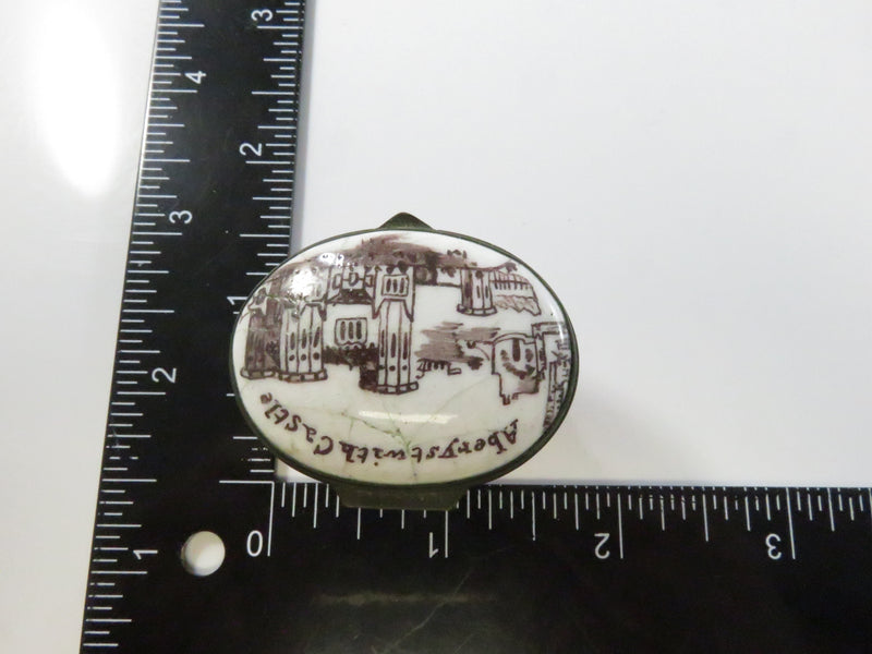 c1780 Georgian Enamel Patch Box - Aberystwyth Castle - Original Mirror - Rare