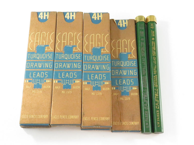 Vintage Advertising Grouping 8 Boxes Eagle 4H Turquoise Drawing Leads Plus