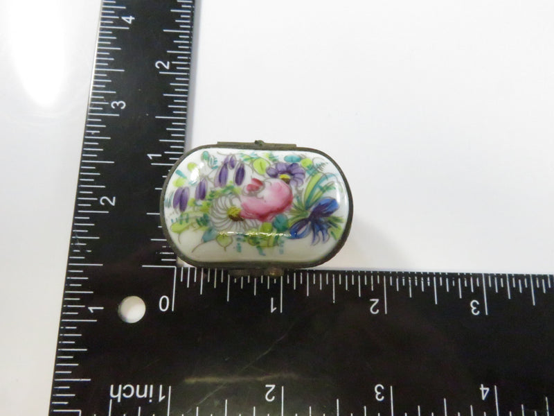 Limoges Trinket Box - Hand-Painted Floral Lid & Basket Body - Vialard