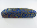 Women's Royal Blue Floral Brocade Eyeglass Case with Gold Metallic Thread Velcro Closure glasses pouch fabric jacquard